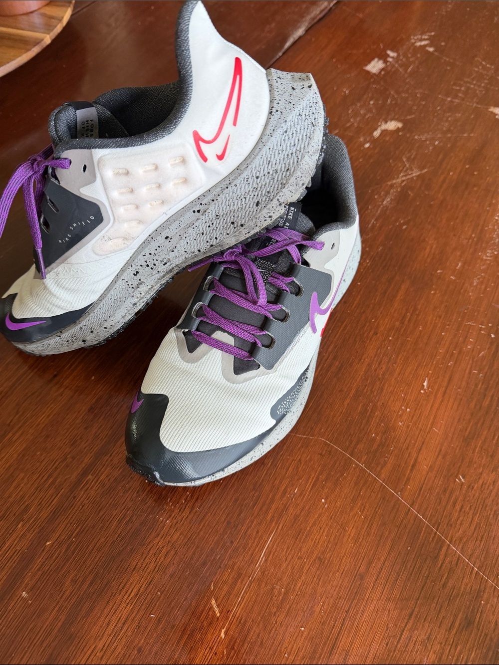 Nike Air Pegasus White, Gray & Purple Lightweight Running Shoes